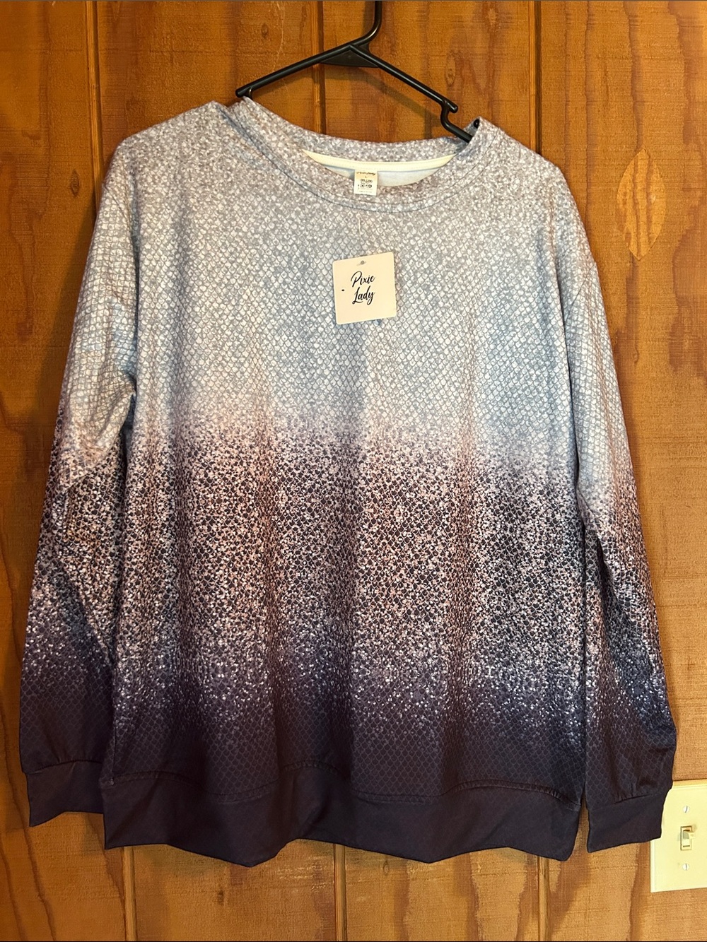 Pixie Lady Women's Ombre Crewneck Sweater - Light Blue to Brown